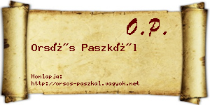 Orsós Paszkál névjegykártya